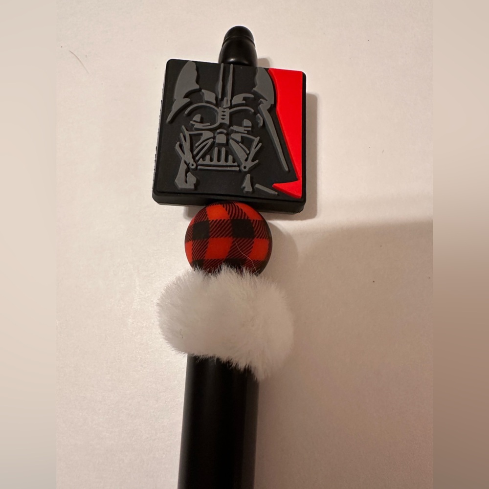 Darth Vader Beaded Handmade Pen with Plaid Accent